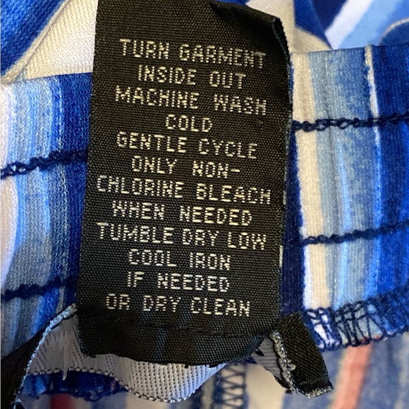 Grace Elements Wide-Leg Palazzo Pants L Blue Red White Striped Elastic Waist - Picture 3 of 7